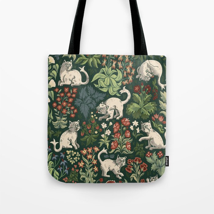 Ugly Medieval Cats Millefleur Tote Bag Gallery Image 1
