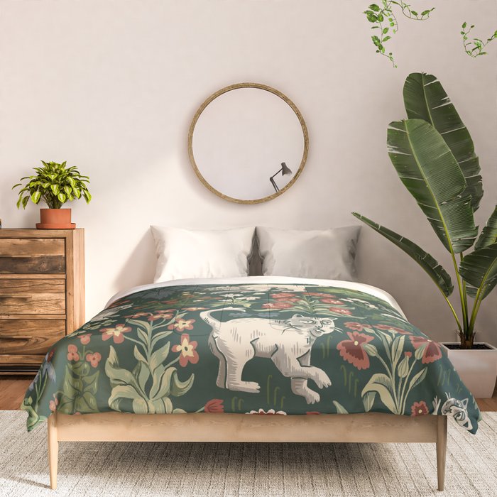 Ugly Medieval Cats Millefleur Comforter Gallery Image 3