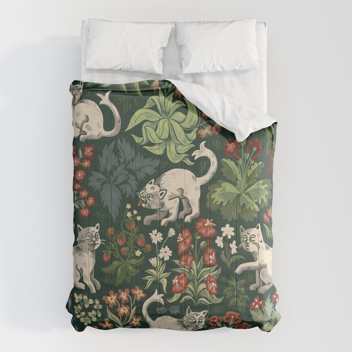 Ugly Medieval Cats Millefleur Comforter Gallery Image 6