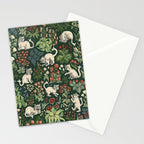Ugly Medieval Cats Millefleur Stationery Card Gallery Image 2