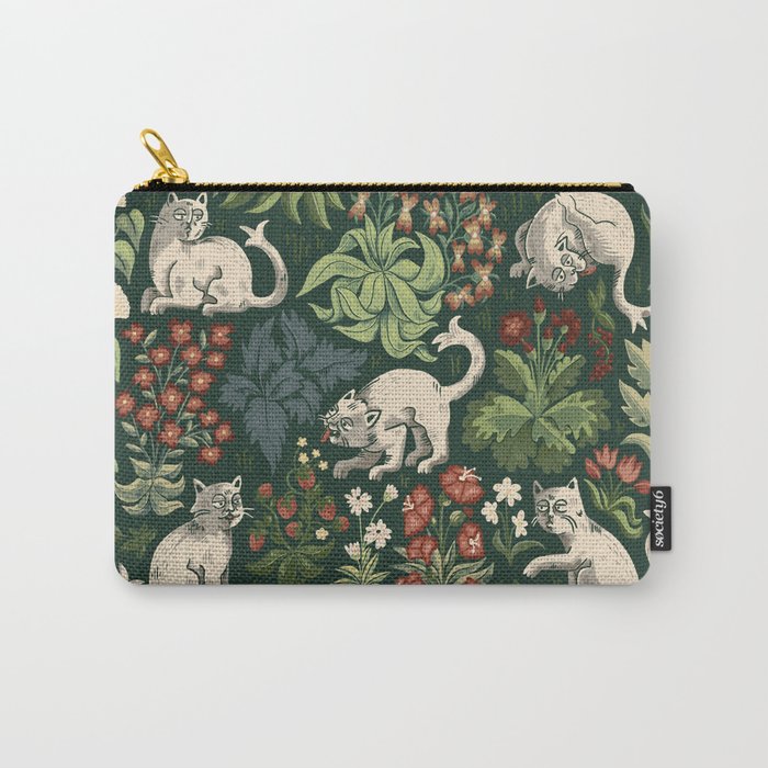 Ugly Medieval Cats Millefleur Carry All Pouch Gallery Image 1