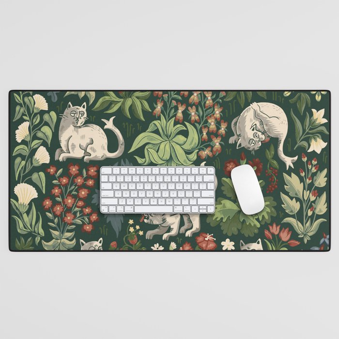 Ugly Medieval Cats Millefleur Desk Mat Gallery Image 1