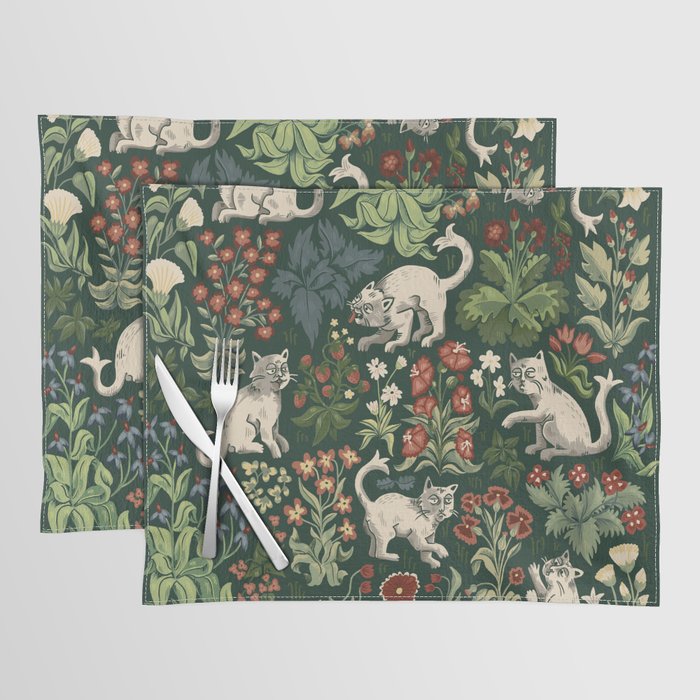 Ugly Medieval Cats Millefleur Placemat Gallery Image 1