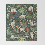 Ugly Medieval Cats Millefleur Throw Blanket Gallery Image 2