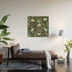Ugly Medieval Cats Millefleur Wood Wall Art Gallery Image 2