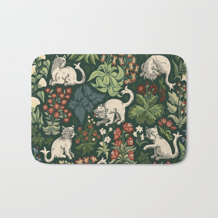 Ugly Medieval Cats Millefleur Bath Mat Gallery Image 1