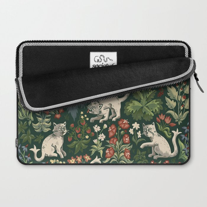 Ugly Medieval Cats Millefleur Laptop Sleeve Gallery Image 2
