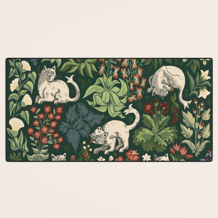 Ugly Medieval Cats Millefleur Desk Mat Gallery Image 3