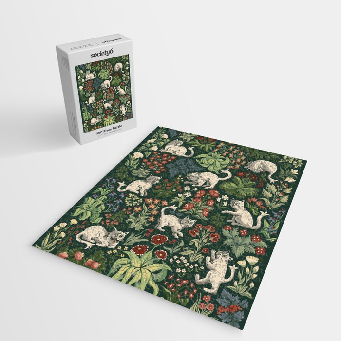 Ugly Medieval Cats Millefleur Jigsaw Puzzle Gallery Image 2