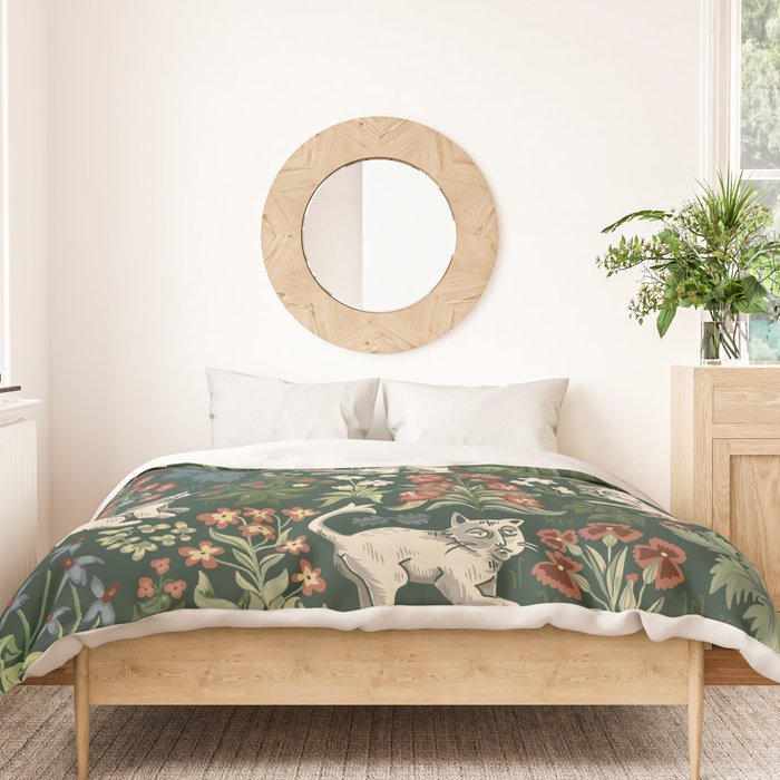 Ugly Medieval Cats Millefleur Duvet Cover Gallery Image 3