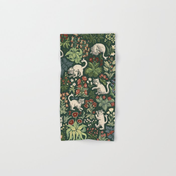 Ugly Medieval Cats Millefleur Bath Towel Gallery Image 1