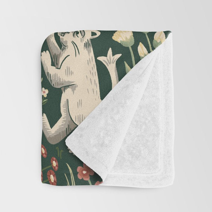 Ugly Medieval Cats Millefleur Throw Blanket Gallery Image 3