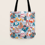 Summer pool pawty // pastel blue background dog breeds in vacations playing on swimming pool floats // Labrador beagle dachshund jack Russell Dalmatian welsh corgi pug greyhound basset hound husky  Tote Bag Gallery Image 1