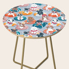 Summer pool pawty // pastel blue background dog breeds in vacations playing on swimming pool floats // Labrador beagle dachshund jack Russell Dalmatian welsh corgi pug greyhound basset hound husky  Side Table Gallery Image 2