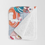 Summer pool pawty // pastel blue background dog breeds in vacations playing on swimming pool floats // Labrador beagle dachshund jack Russell Dalmatian welsh corgi pug greyhound basset hound husky  Throw Blanket Gallery Image 3