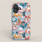 Summer pool pawty // pastel blue background dog breeds in vacations playing on swimming pool floats // Labrador beagle dachshund jack Russell Dalmatian welsh corgi pug greyhound basset hound husky  iPhone Case Gallery Image 1
