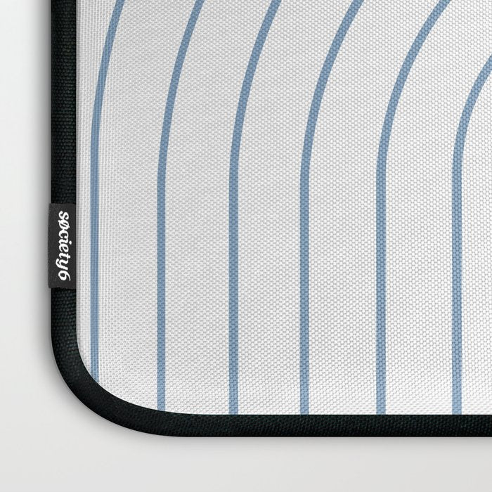 Minimal Arch XXV White and Blue Green Modern Geometric Lines Laptop Sleeve Gallery Image 3