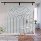 Minimal Arch XXV White and Blue Green Modern Geometric Lines Wall Mural Gallery Image 1