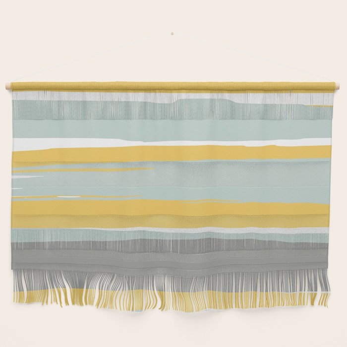 Stripe Abstract, Sun and Beach, Yellow, Pale, Aqua Blue and Gray Wall Hanging Gallery Image 1