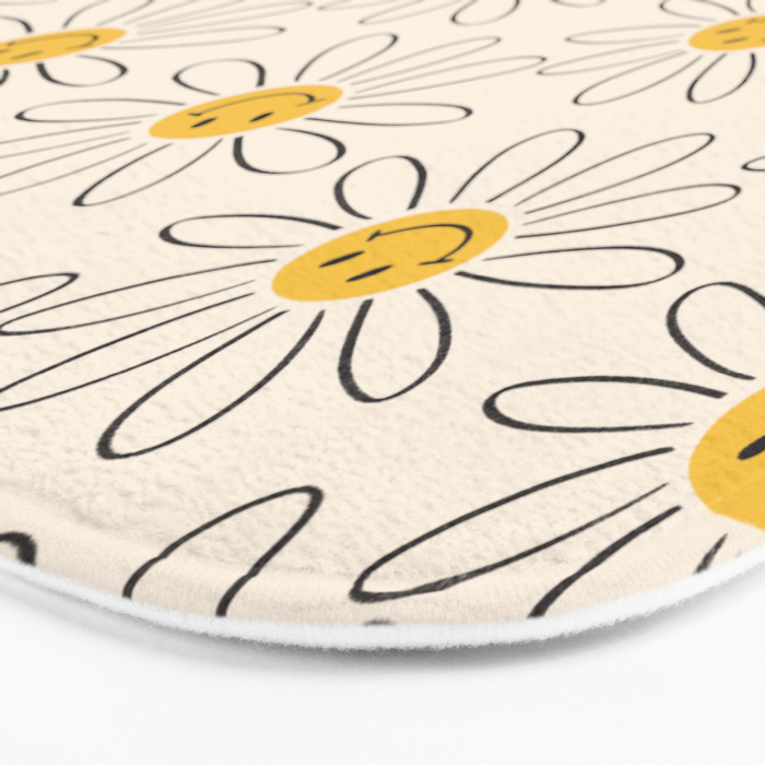 Smiley face 70s Daisy  Bath Mat Gallery Image 3