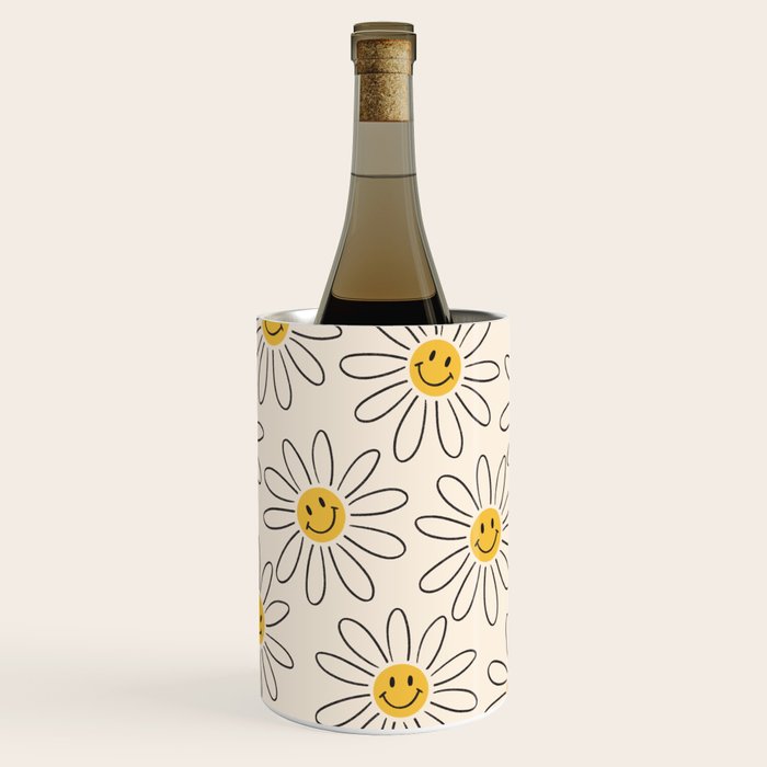 Smiley face 70s Daisy  Wine Chiller Gallery Image 1