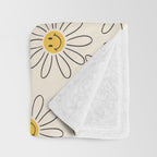 Smiley face 70s Daisy  Throw Blanket Gallery Image 3
