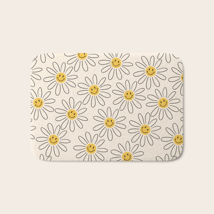 Smiley face 70s Daisy  Bath Mat Gallery Image 1