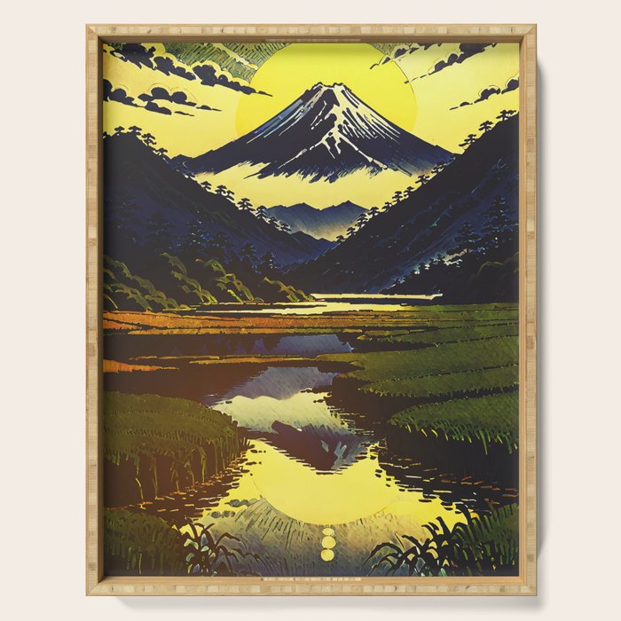 Prayer - A Contemporary Ukiyo-e Nature Landscape Serving Tray Gallery Image 1