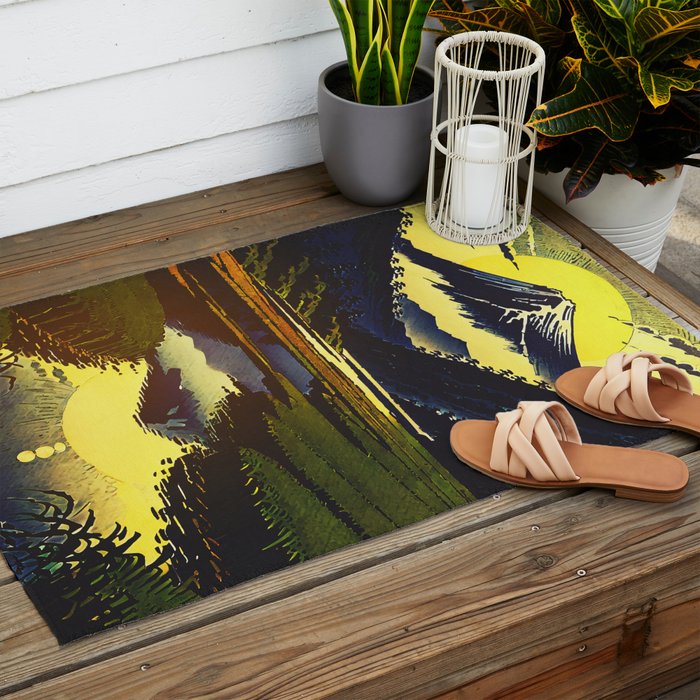 Prayer - A Contemporary Ukiyo-e Nature Landscape Outdoor Rug Gallery Image 2