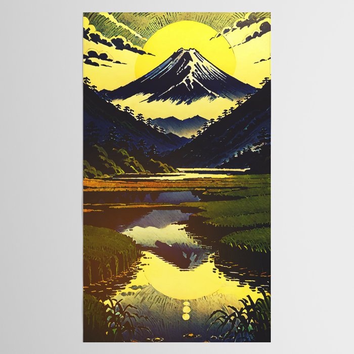 Prayer - A Contemporary Ukiyo-e Nature Landscape Tablecloth Gallery Image 2