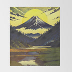 Prayer - A Contemporary Ukiyo-e Nature Landscape Throw Blanket Gallery Image 2
