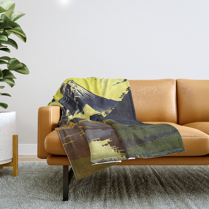 Prayer - A Contemporary Ukiyo-e Nature Landscape Throw Blanket Gallery Image 1