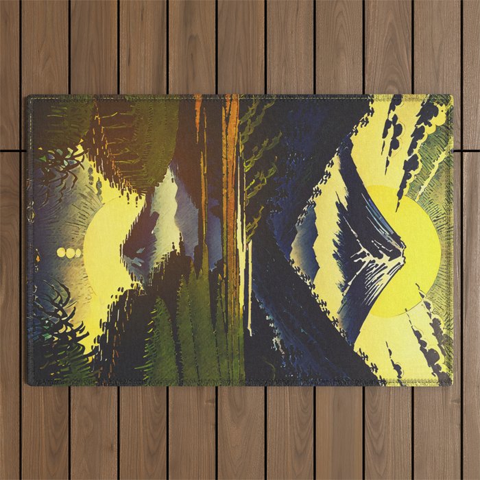 Prayer - A Contemporary Ukiyo-e Nature Landscape Outdoor Rug Gallery Image 1