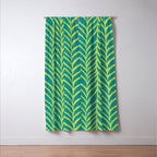 Palm Leaves Pattern Turquoise and Green Window Curtain Gallery Image 3