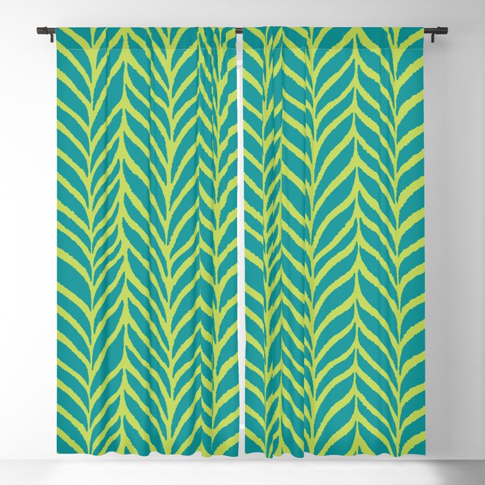 Palm Leaves Pattern Turquoise and Green Window Curtain Gallery Image 1
