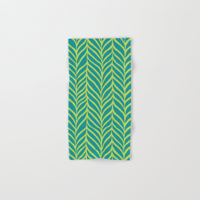 Palm Leaves Pattern Turquoise and Green Bath Towel Gallery Image 1