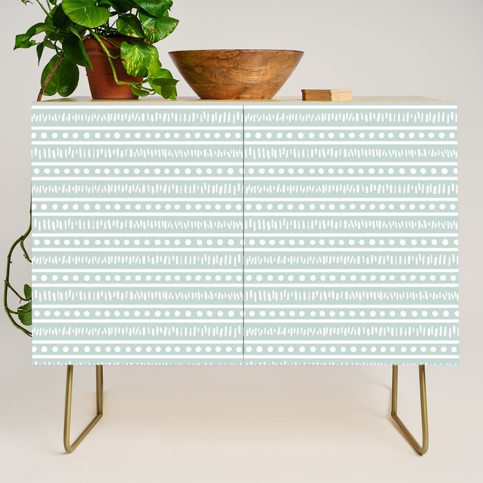 Modern Boho Mudcloth on Aqua Mint  Credenza Gallery Image 1