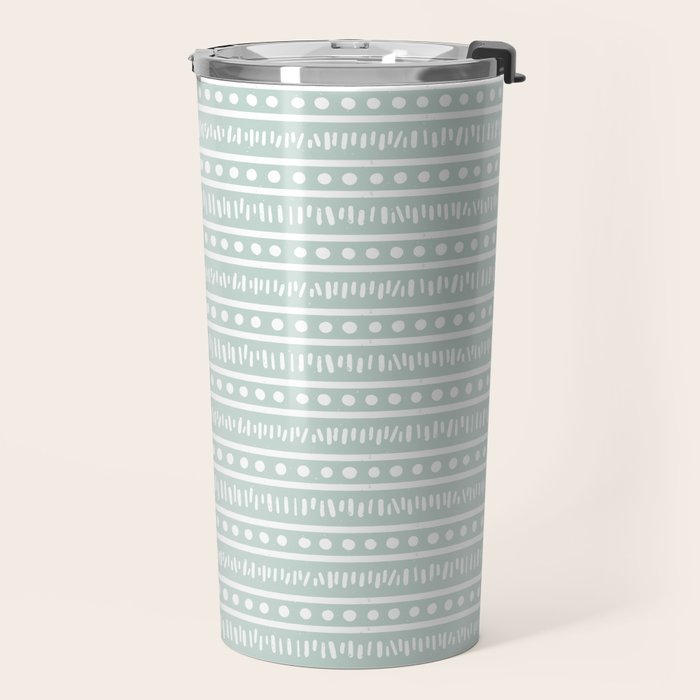 Modern Boho Mudcloth on Aqua Mint  Travel Mug Gallery Image 2