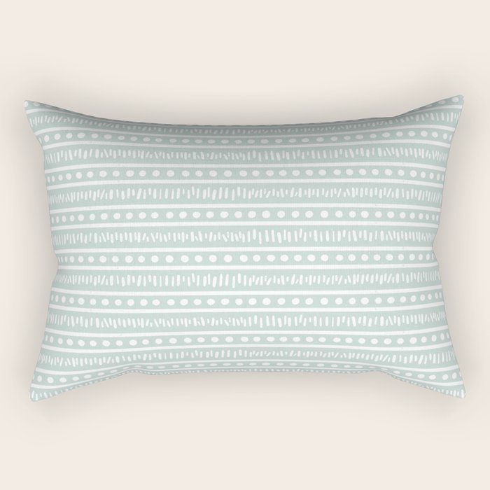 Modern Boho Mudcloth on Aqua Mint  Rectangular Pillow Gallery Image 2
