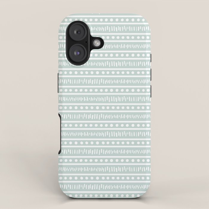 Modern Boho Mudcloth on Aqua Mint  iPhone Case Gallery Image 1