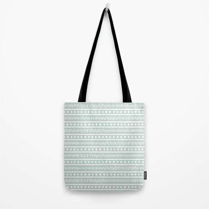Modern Boho Mudcloth on Aqua Mint  Tote Bag Gallery Image 2