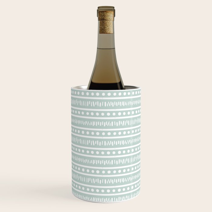 Modern Boho Mudcloth on Aqua Mint  Wine Chiller Gallery Image 3