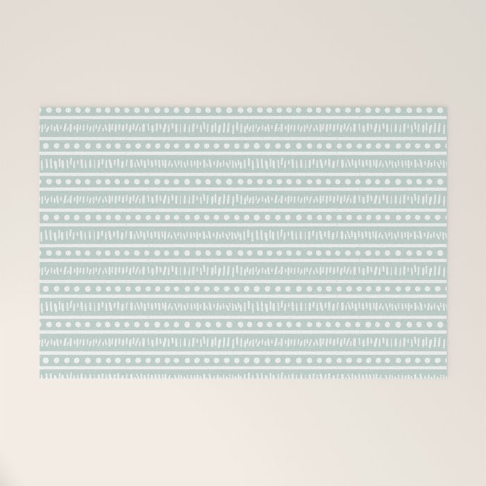 Modern Boho Mudcloth on Aqua Mint  Welcome Mat Gallery Image 1
