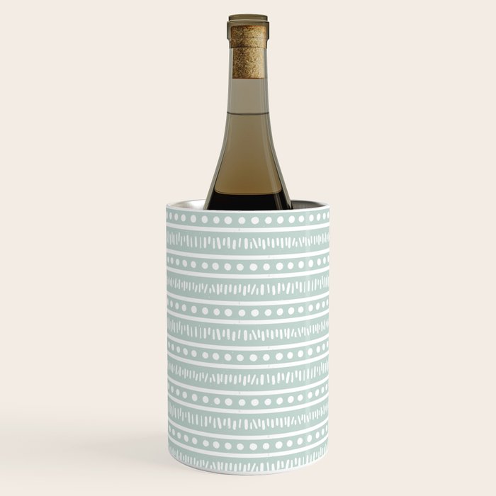 Modern Boho Mudcloth on Aqua Mint  Wine Chiller Gallery Image 2