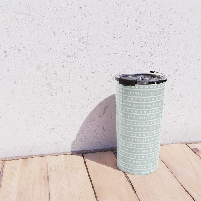Modern Boho Mudcloth on Aqua Mint  Travel Mug Gallery Image 4