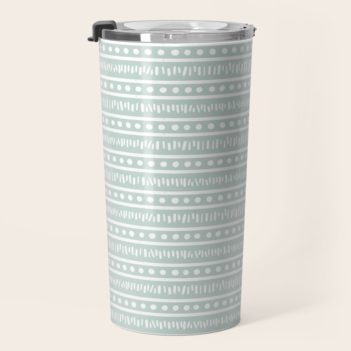 Modern Boho Mudcloth on Aqua Mint  Travel Mug Gallery Image 3