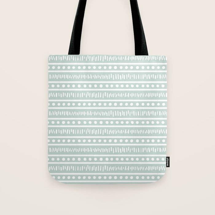 Modern Boho Mudcloth on Aqua Mint  Tote Bag Gallery Image 1