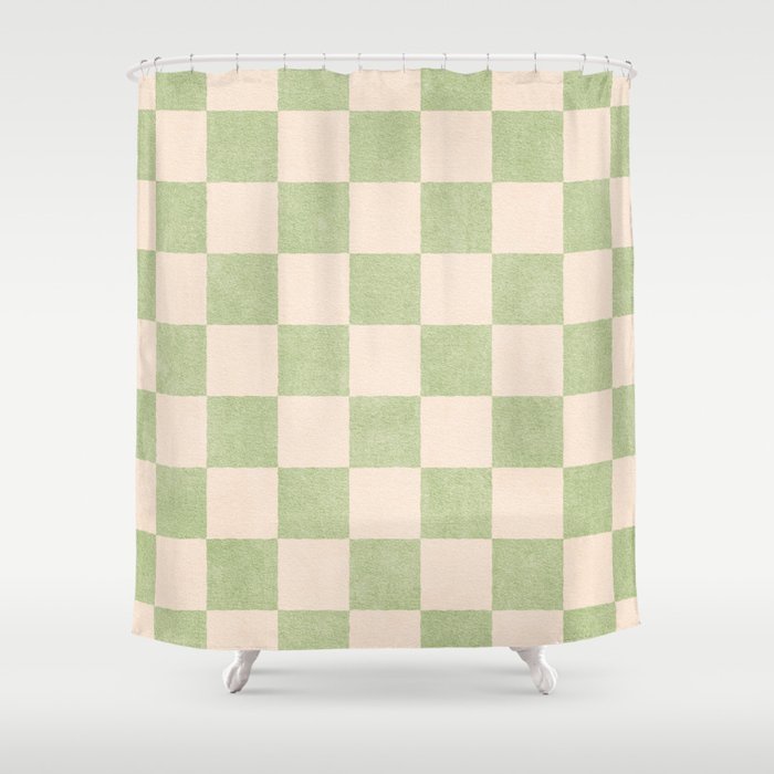 CHECKER - 001 - Sage Shower Curtain Gallery Image 1