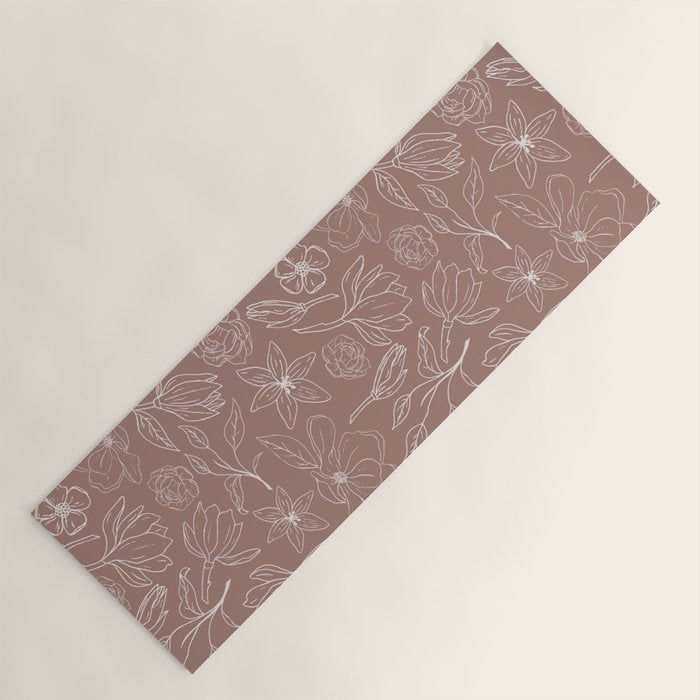 Mauve Magnolia Pattern Yoga Mat Gallery Image 1