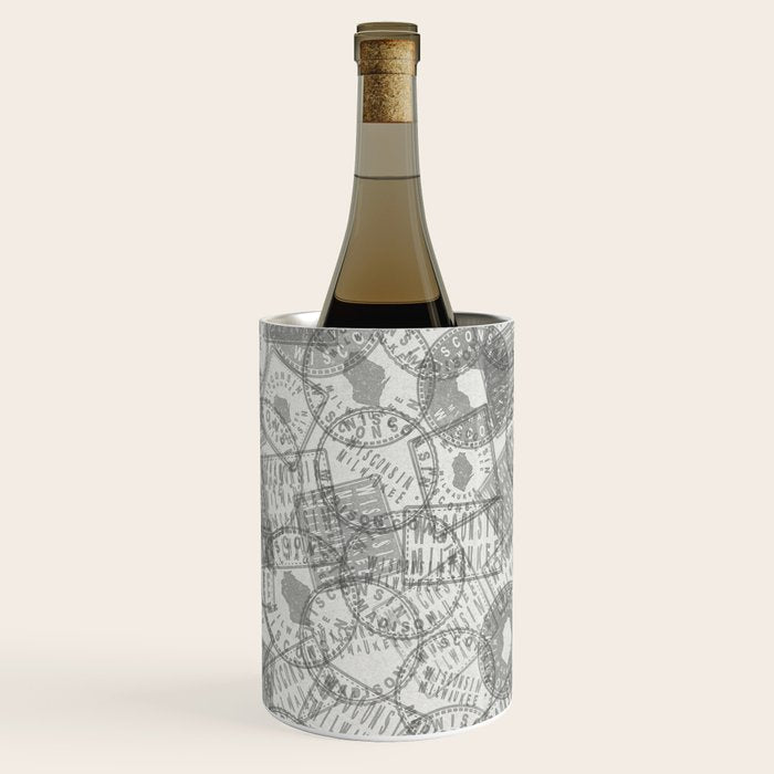 Vintage Wisconsin Milwaukee Travel Stamp Pattern Wine Chiller Gallery Image 3